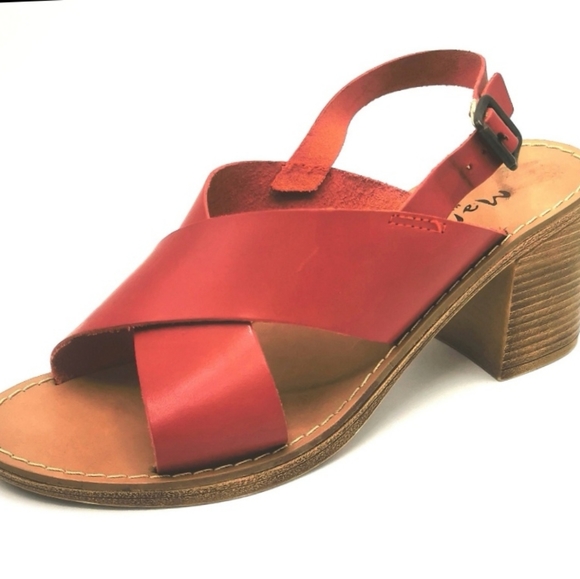 Mariella Red Block Heel Sandals Size 9 (40) - Picture 1 of 8